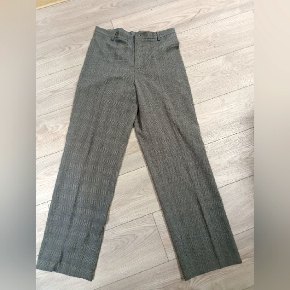Gray Herringbone Patterned Trousers - image 1
